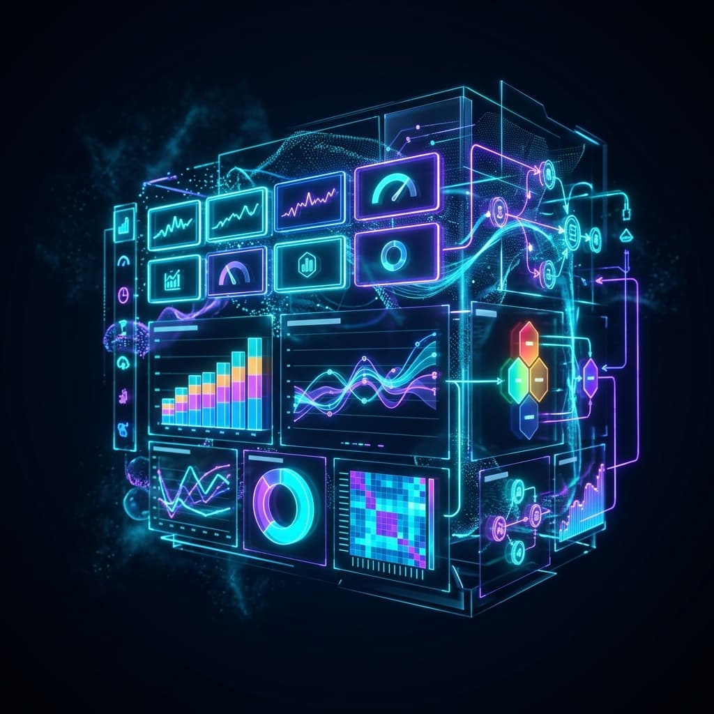 Illustration 3D — Intelligence d'affaires - tous vos chiffres dans un seul tableau de bord