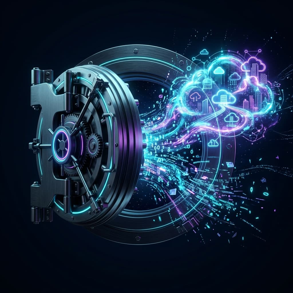 Illustration 3D — Sauvegarde & Continuité d'affaires - si le pire arrive, on vous remet en marche