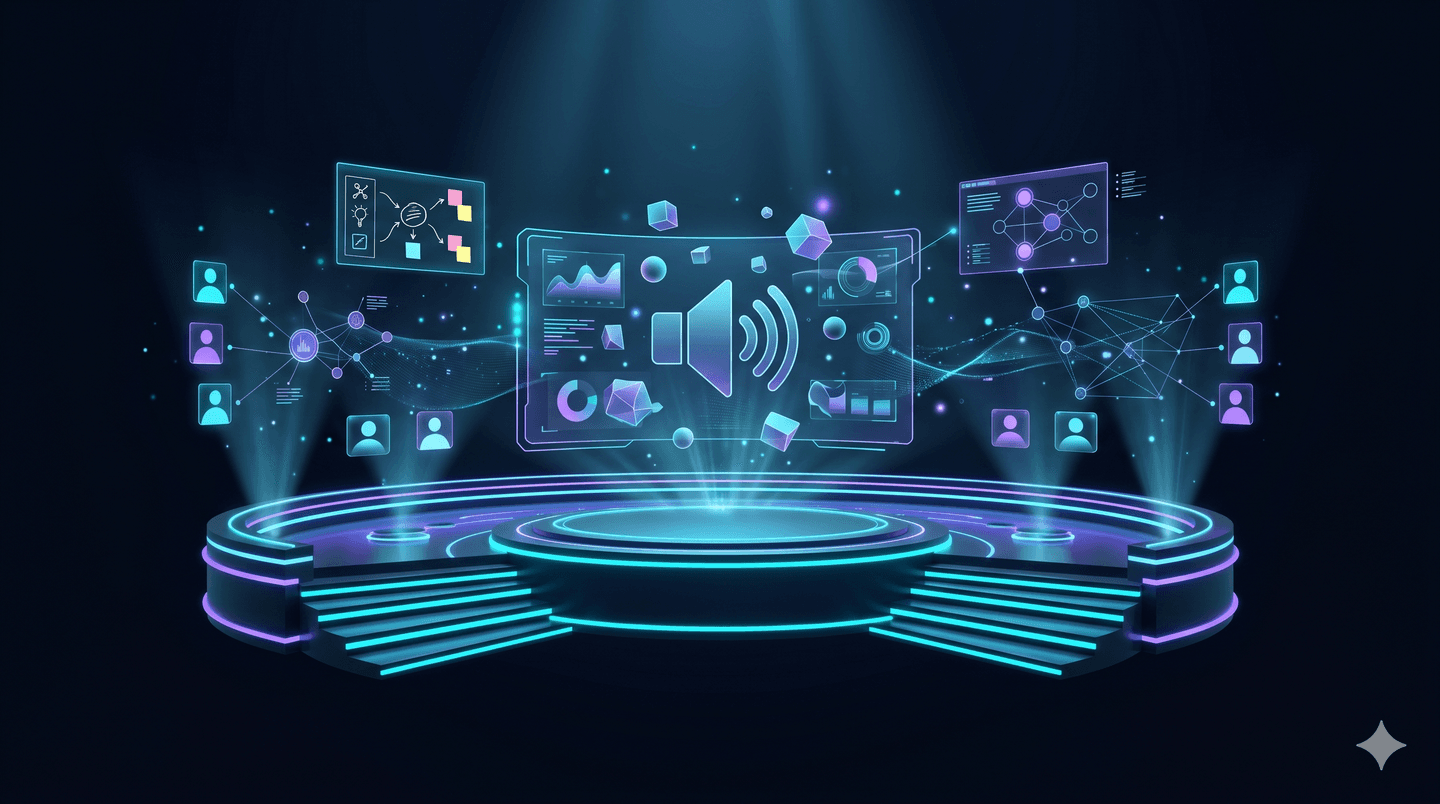 Illustration 3D — Webinaires & Ateliers - apprendre ensemble, progresser ensemble